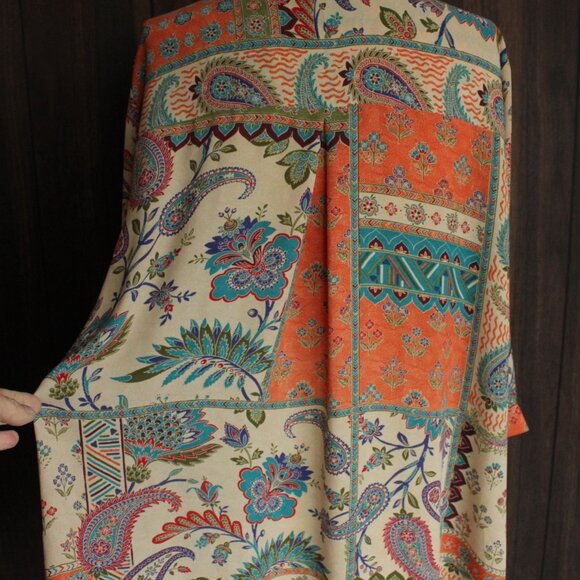 Rose & Olive Womens Blouse, Plus Size 1X, Orange Multicolor Paisley Print, - Picture 10 of 10